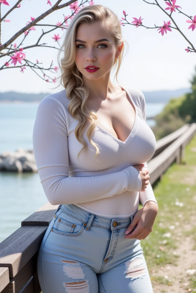 picking up on lap,mini white skirt swinging up, 40k, photography, masterpiece, best quality, sea background, sfw, (1girl blue eyes light pink hair), big ass full breasts until waiting wearing, (mini sexy swinging skirt round: 1.3), (white plunging open shirt: 1.3),old man leaning against the back picking her up,varied poses.