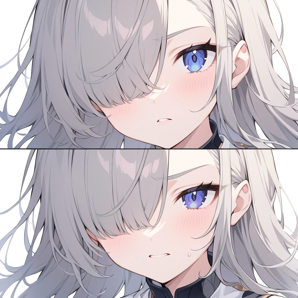 facial expression close-up, white eyes,  