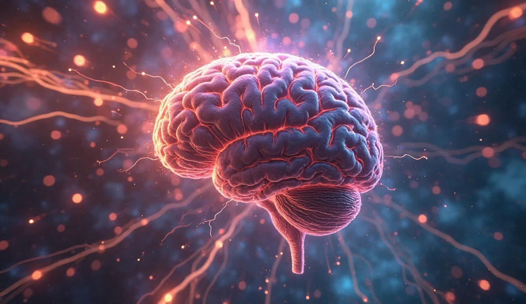 a brain, color, front view