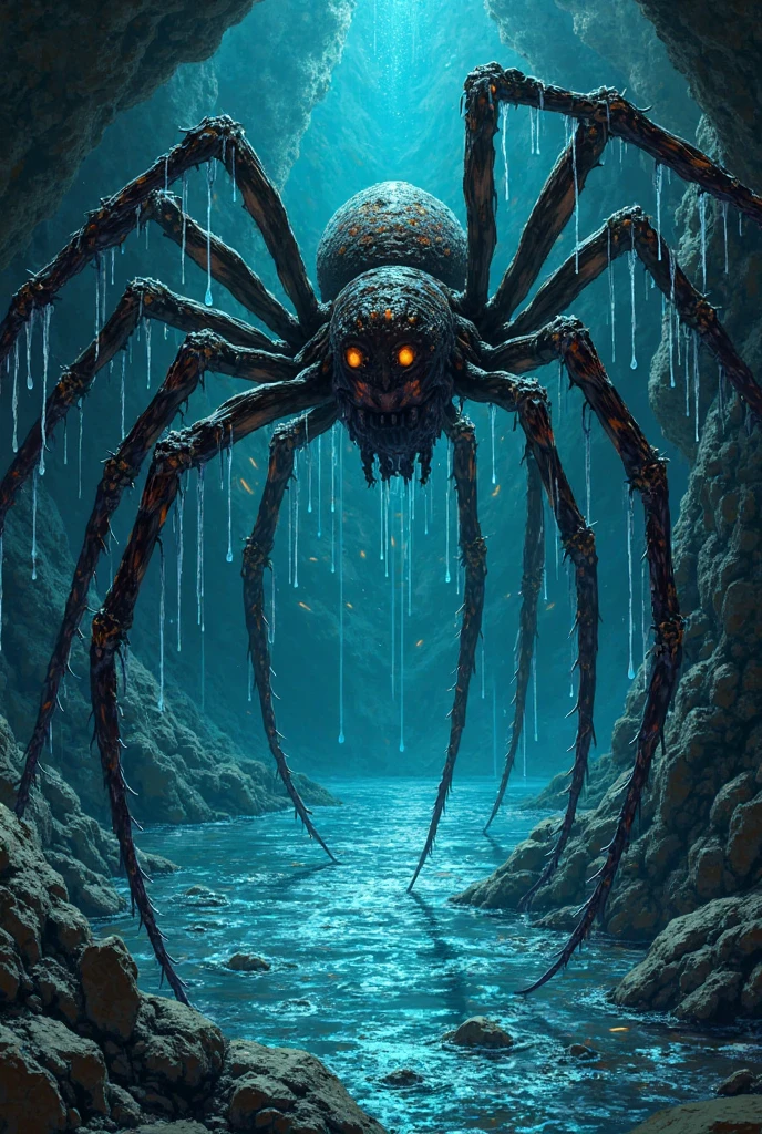 create a monster that has something to do with a spider that would live in a dark cave  