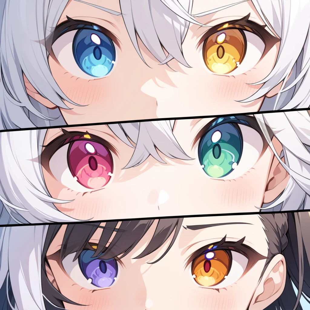 facial expression close-up, white eyes,  