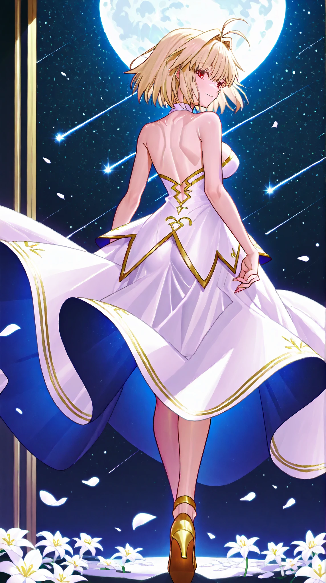 Best quality at best，tmasterpiece，1girll，10years old，Ballet costumes，The upper part of the body，closeup cleavage，with short black hair，big breasts beautiful，looking at viewert，ssmile，white stockings，particle fx，Off-the-shoulder attire，perspire，scowling，Black background