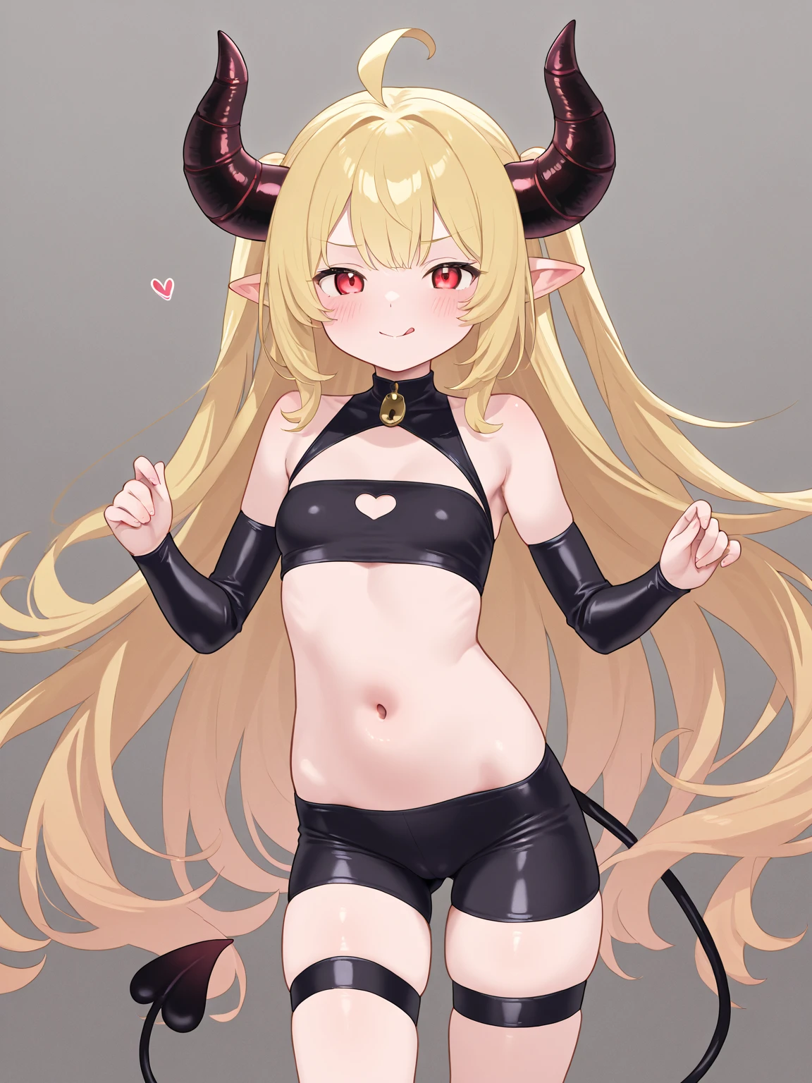 "NSFW: 1.5, complete art masterpiece, highest quality, high quality, 4k, 8k ultra detail, high resolution, ultra-realistic photos, ultra-detail, realistic skin texture, amazing shadows, highly detailed texture, perfect lighting, high level of image quality, best ratio 4 fingers and 1 thumb." (1 girl, solo), demon girl, beautiful girl with perfectly trimmed face, Beautiful limbs with perfect proportions in terms of human skeleton, beautiful body with perfect proportions, old-fashioned samurai, long messy blond hair, outlined eyes, red eyes, elven ears, ((big two symmetrical demon horns)), medium large breasts, thin waist, sexy buttocks, contoured face, sexy and gorgeous black latex micro bikini, Extremely small sexy bra, very small and high-legged sexy pants, red gorgeous kimono, black collar, (big uterus tattoo, lewd print), sweaty all over, wet all over, lovely ear piercings, sexy and gorgeous stockings, brave, cool, smile, night, dark, standing image, under the head, on the buttocks, portrait