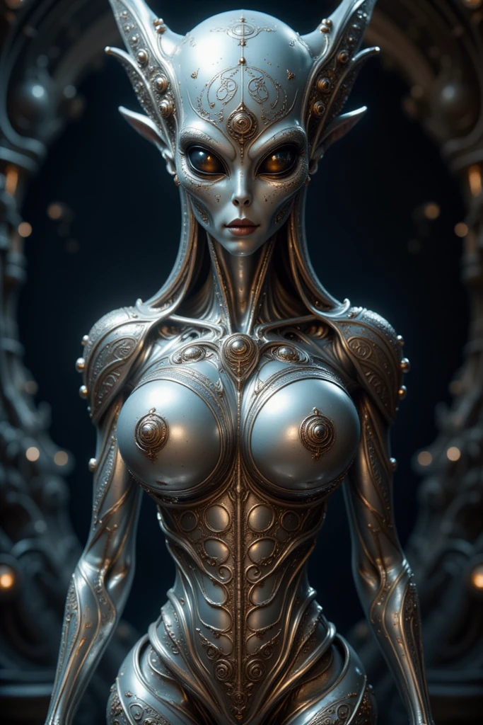 cinematic photo imagine, dream of, alien-themed Luxury Fashion glimmering transformation, Alabaster and Beige fractal art, National Geographic, biomorphic forms, Really long "The Fields of Fortitude", geometric patterns, Luxury Fashion, often for designer brands, high-quality materials, or exclusive luxury. . extraterrestrial, cosmic, otherworldly, mysterious, sci-fi, highly detailed, imagine, dream of, alien-themed Luxury Fashion glimmering transformation,  35mm photograph, film, bokeh, professional, 4k, highly detailed