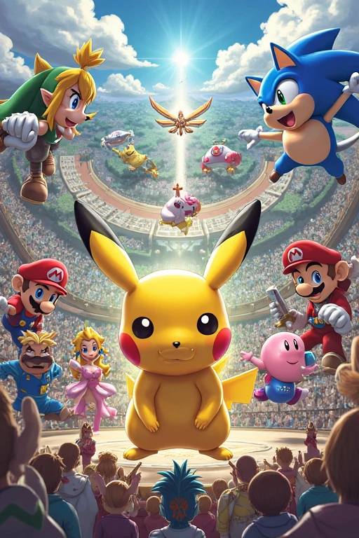 A determined cute woman pokemon trainer, tosses out her pokeball summoning a confused naked woman in pokemon boots and ears, crowded park in daytime
