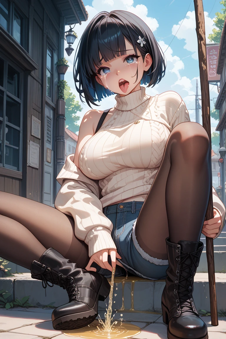 realisticlying、girl with、Outdoor Fashion、Autumn leaves Autumn leaves、Beautiful ginkgo tree、Slightly larger breasts with an emphasis on cleavage、Sexy Posing、Nature views