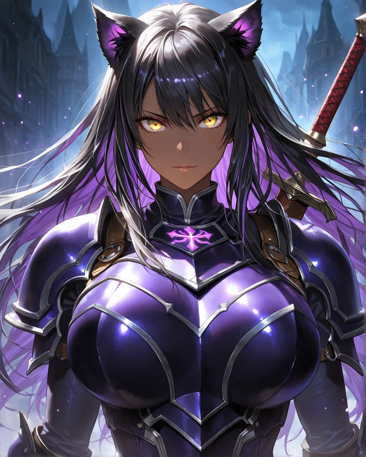 Close up, Ultra-HD photography, a fierce celestial thanos god with a universe theme, surrounded by blue and purple lightning in a cybernetic fantasy realm, SUFFIX with high lighting and motion blur showcasing the battles ferocity against a shadowy supernatural villain