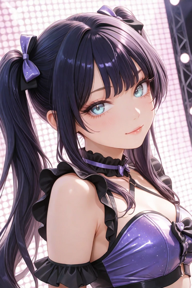 8K picture quality、top-quality、masutepiece、An ultra-high picture quality、ultra-detailliert、Ultra-realistic hair quality、Vibrant colors、Beautuful Women、Beautiful long hair、Shiny hair、detailed hairs、blue hairs、poneyTail、Blue eyes、shinny skin、Lace underwear、Very gigantic-breasts、Sweat on the forehead and cheeks、extremely big ass、Fluffy off-shoulder yukata、A smile、pink tongue、Ultra-realistic flesh feeling、Red cheeks、summer festival in background