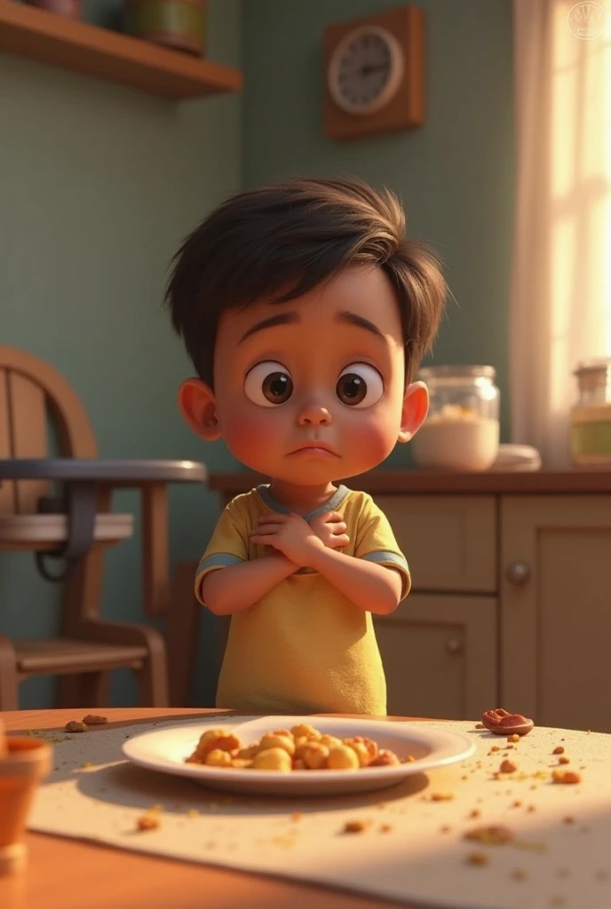 I want a photo of an emotion from the pixar movie. He's a boy with a seductive face
