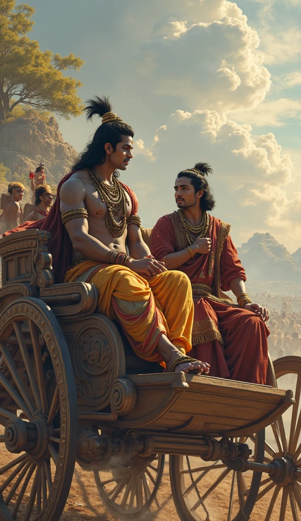 Shree Krishna in Mahabharata with Arjun in Chariot.
