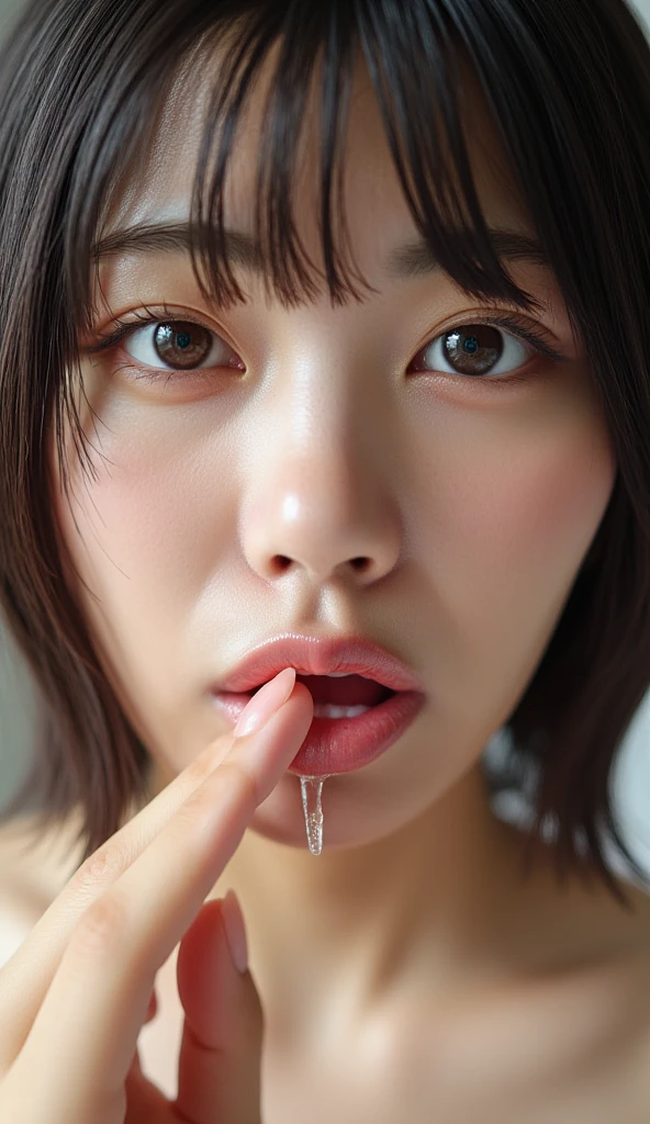 (orgasm face:1.0),white cum overflowing from the mouth,asian,( bdsm, bondage, drool dripping, drool dangling) 8k, realistic, cleavage, drooling, drool all over chest, drool all over face, wet, pleading eyes, waiting to be tortured, lots of drool, sweating, drool dripping down chin