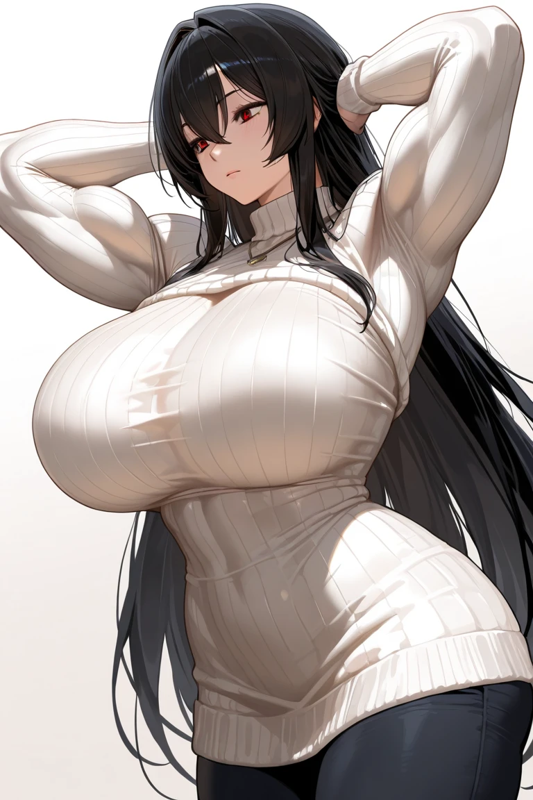 ((Masseter muscle area)),((Highest quality)),(Ultra-precision),Sharpness,clear,Every detail,Highest qualityのアニメ,((1 adult female),Huge boobs:1.3.Beautifully knitted sweater with attention to detail,Laughter