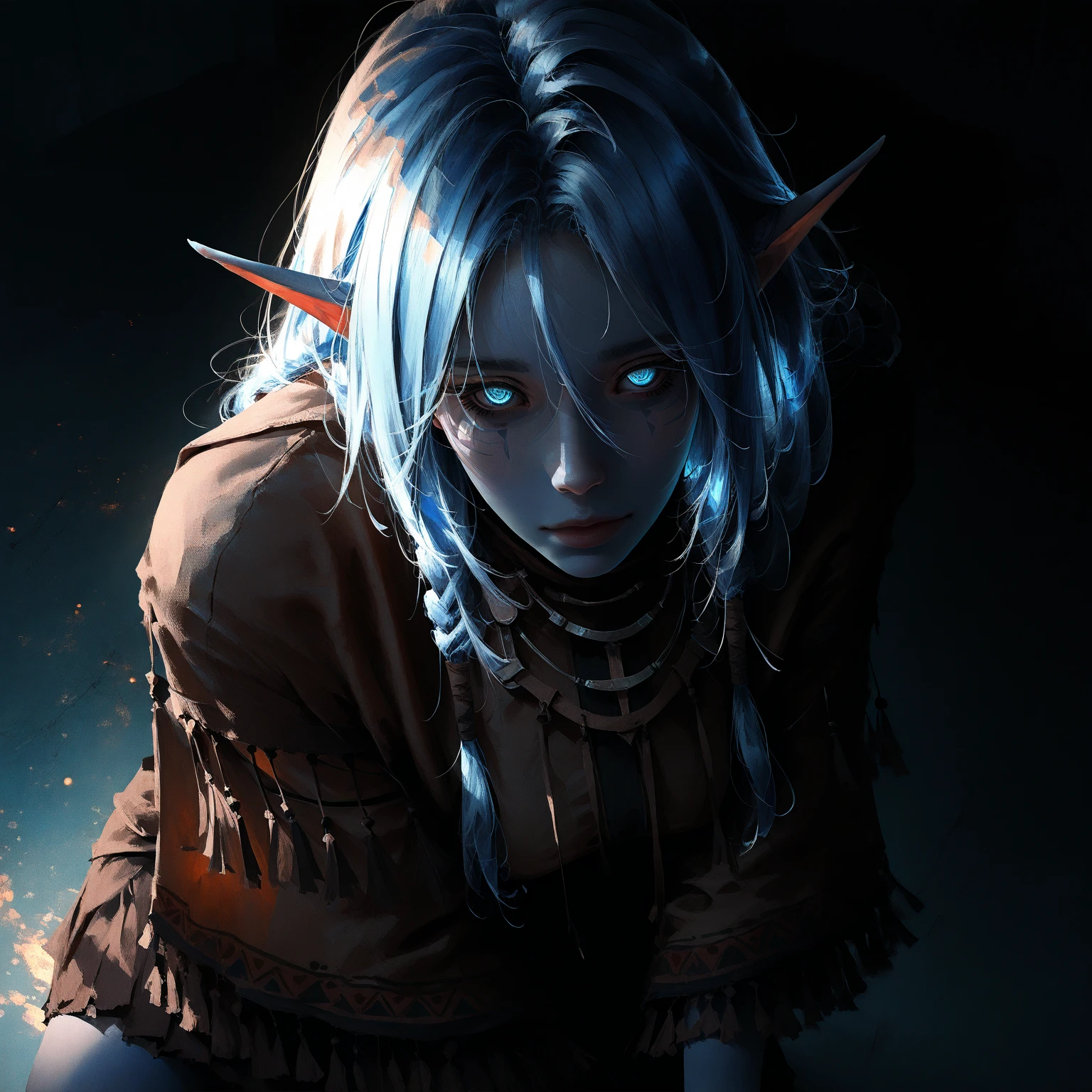 a russian girl with light blue hair,black robe with red flame around,ultra realistic,8k,extremely detailed face and eyes,long eyelashes,detailed skin,beautiful detailed lips,masterpiece,cinematic lighting,dramatic shadows,vibrant colors,photorealistic,digital painting,concept art,sci-fi