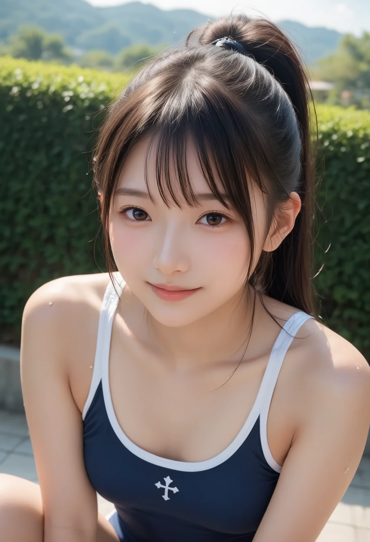 Close-up shot , Best image quality (8K, High resolution, masterpiece: 1.2), Very detailed, 215 Short Hair, 16-year-old female,
situation: Yoga sessions in the park or at a studio。
clothing: Tight-fitting yoga pants and a tank top。Barefoot or yoga socks。Hair in a high ponytail。
angle: Profile of a person posing on a mat。Choose a balanced yoga posture.、Emphasis on calm and focus。that'It would also be nice to take a full-body photo with the bird.'S-shaped view shot from above.。
Face close-up
, Random cute poses ,Big eyes ,Puffy eyes , Heart pupil, blush , Big shy smile , salute