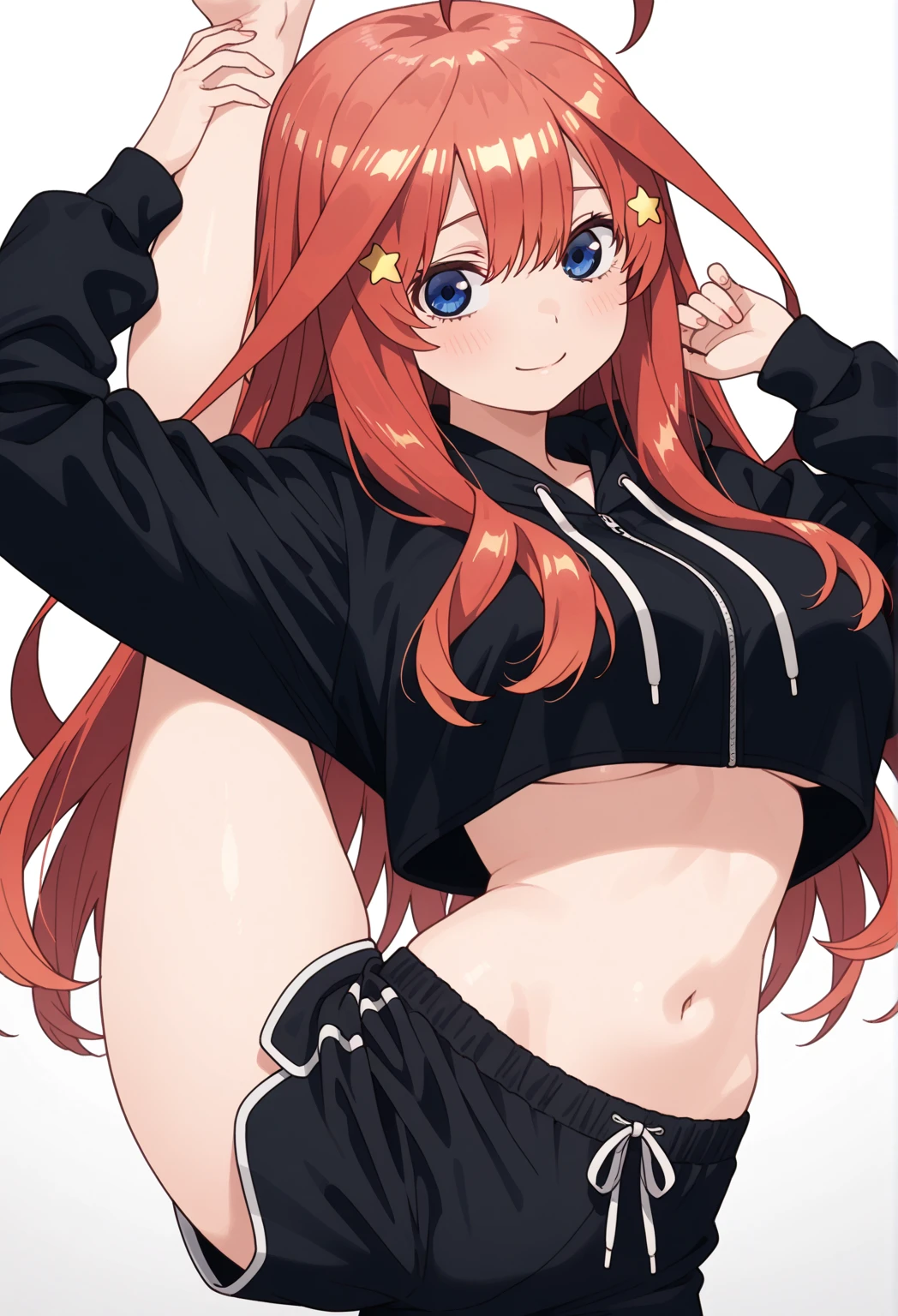 1 Girl, Zoey, (Heterochromia:1.3), (long hair), (dirty hair), orange hair ,Orange Underwear, magic hair,