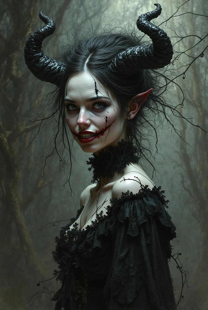 zomb00d, Disheartened burly Mongolian Dryad, Wallet, Braces, Beauty Marks, at Overcast, Sketch, Horror, Metalcore, <lora:zomb00d:0.8>, <lora:add_detail:0.8>