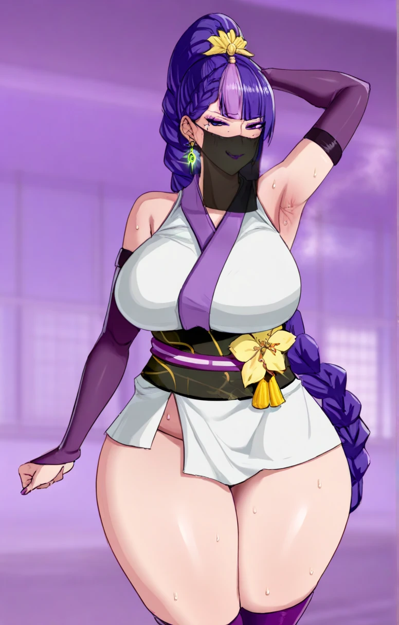 (best quality,high resolution,realistic:1.37),reflection,succubus,horns,trick or treat cosplay,revealing outfit,sleeveless,layered bikini,purple bikini,transparent green bikini,band,barely transparent green gloves,thigh exposure,garter straps,black feather wings,serene,cathedral background,cross,camel toe,Genital hair