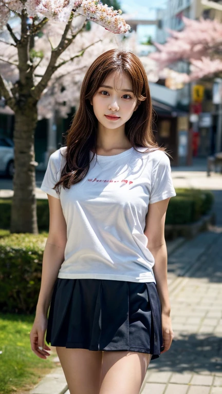 Innocent 20 year old girl、((Denim shorts, white t-shirts,Dramatic poses)),Smile,ponytail hair, train background、Raw photo, (8K、top-quality、masterpiece:1.2)、(intricate detailes:1.4)、(Photorealsitic:1.4)、octane renderings、Complex 3D rendering ultra detail, Studio Soft Light, Rim Lights, vibrant detail, super detailing, realistic skin textures, Detail Face, Beautiful detail eyes, Very detailed CG Unity 16k wallpaper, make - up, (detailedbackground:1.2), shinny skin, Full body、From head to thigh、medium breast,