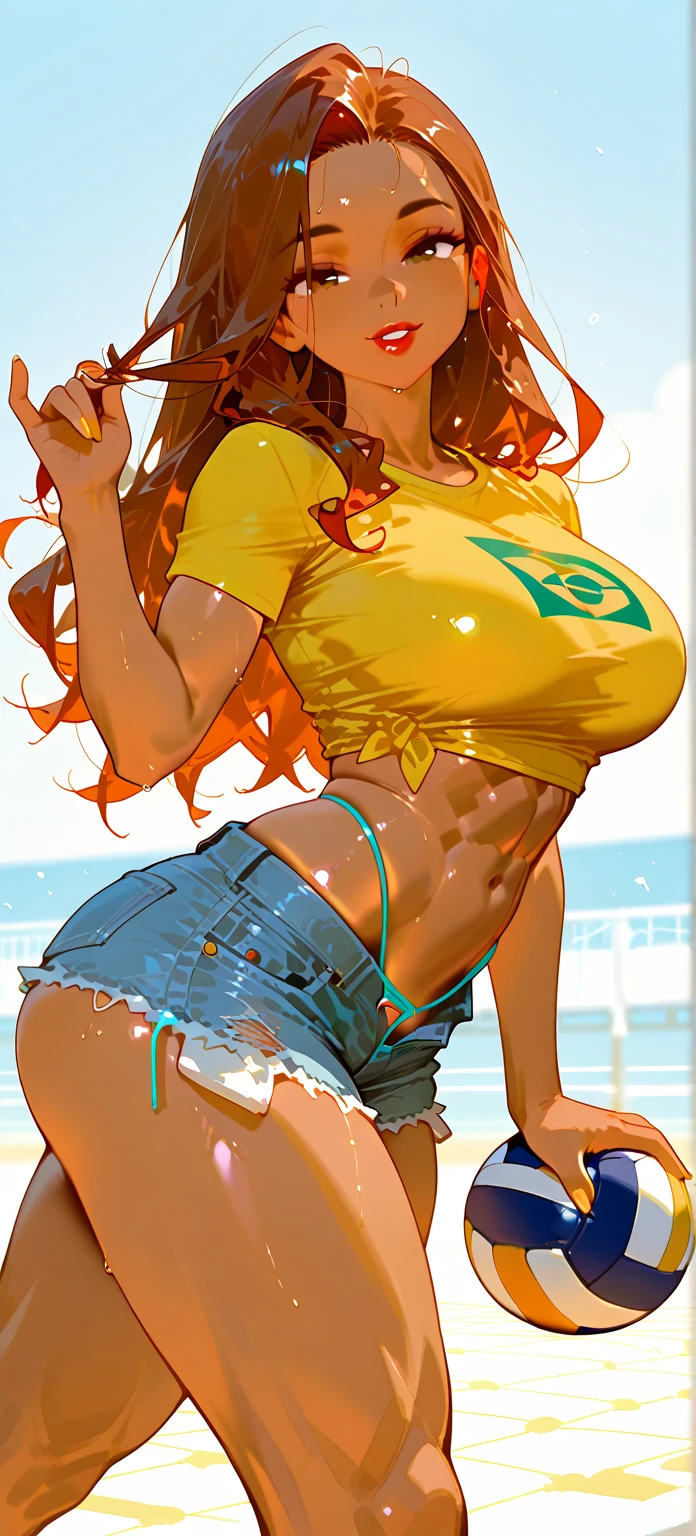 1girl,Latina, Adult Model Daisy Marie,cel shading,bold outlines,flat colors,sharp shadows,graphic style,(manga influence),clean linework,(striking visuals),multicolored background