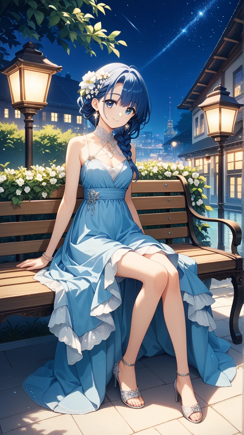 1girl, Senjougahara Hitagi, purple hair,monogatari (series), masterpiece, best quality, absurdres, studio lighting, high-end fashion, summer theme, luxury, apparel magazine photoshoot, Elegant Pose, sunlit spacious loft,cowboy shot,sitting New clothes:
- Pastel mint green midi sundress, lightweight chiffon fabric
- Thin white leather belt at waist
- Ivory colored espadrille wedge sandals
髪型:
- Sleek high ponytail
- Face-framing tendrils
アクセサリー:
- Large round sunglasses with thin gold frames
- White and gold statement watch
- Delicate anklet with small seashell charms
メイク:
- Sun-kissed look with light bronzer - Coral lip tint - Subtle winged eyeliner Pose and environment:
- Standing by a floor-to-ceiling window
- Holding a straw sun hat
- Elegant white lounge chair in the background
- Glass vase with fresh white peonies on a side table