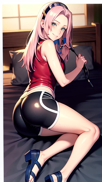 tennis girl's massive vagina out of bottomless spaghetti strap tank top out bare and wet boots spreading her legs, gloved hands hidden behind head, blindfold