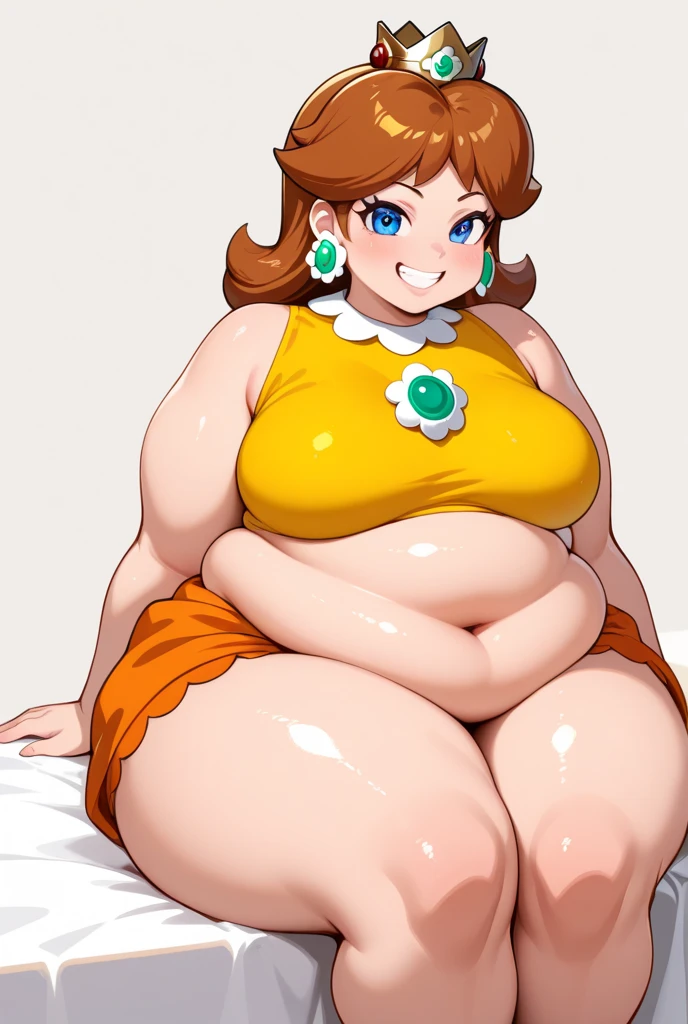 solo, obese gorgeous bowsette, plump lips, overweight, really fat, large natural breasts, pregnant belly, one navel, beautiful Chubby face, beautiful  hair, bikini, standing, beach, dynamic pose, cute expression 
