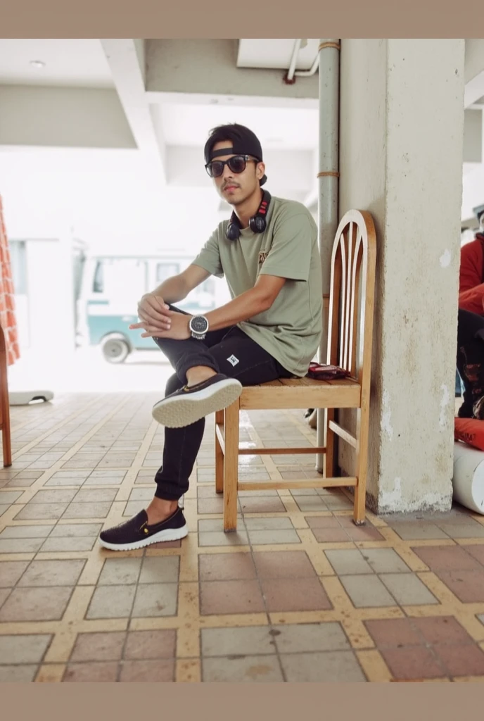 there is a man sitting on a bench with a hat and sunglasses, stylish pose, full body photogenic shot, with a cool pose, looking heckin cool and stylish, casual photography, edited in photoshop, very artistic pose, full body photograph, full body photgraph, cool pose, taken with sony alpha 9, full body picture, modeling shoot, edited