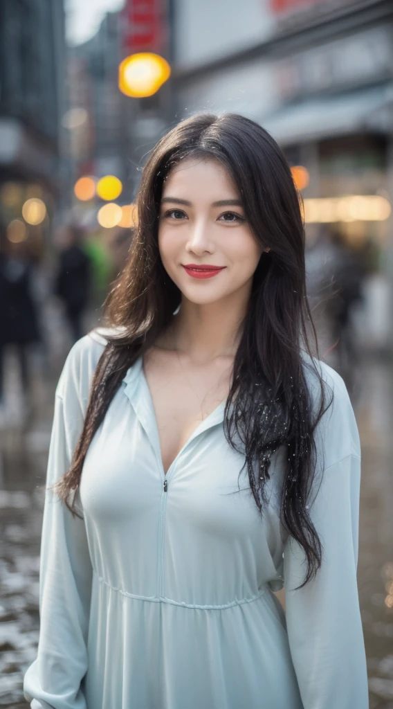 1girl, (wearing sexy whitet tshirt and blues short),((standing on road cross bridge stairs)),(stairs),(staircase),(big breasts),(big boobs), (cleavage),((characters play)),(( long black hair)), (perfect face),(perfect fingers),(perfect blue eyes),(red lips),(perfect body),masterpiece,realistic,highly detailed, high resolution, 8k, (closeup camera view),looking to camera, smiling,([seductive poses])