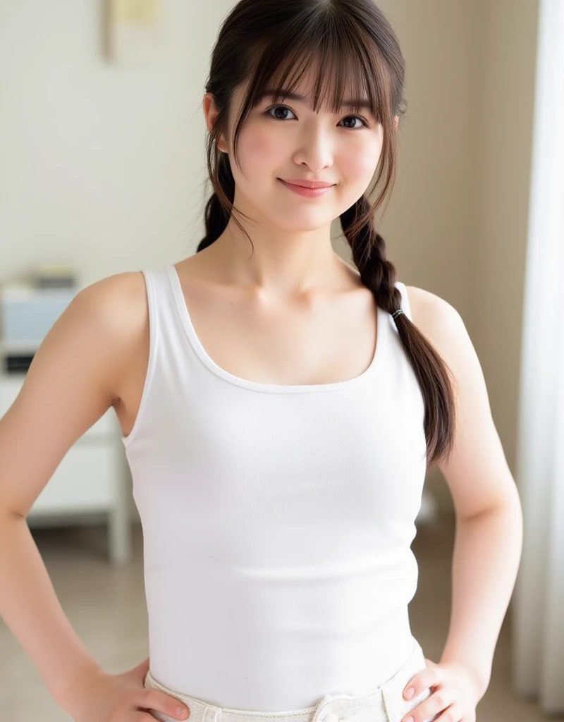 score_9, score_8_up, score_7_up,(Best quality:1.0),(masterpiece:1.0),photorealism, realistic, photorealistic, Raw Photo,Beautiful Adolescent, break, 1girl, 15yo,, cute face, looking at viewer, (black hair:1.1), (black eyes), low ponytail, (small breasts:1.1), beautiful Detailed (well-shaped) breasts, slender, smile,(japanese:1.2), short sleeves, blue shorts, gym uniform,(Detailed Lighting), (Detailed background), indoors, mat, gym storeroom, BREAK ,,super detailed skin,shiny skin,very high resolution, very aesthetic, Best sexual lighting powered by famous artist, 8k, 16k, sexual photo, photoshop_(medium),,best photo 8k konachan wallpaper, UHD Picture,uncensored,