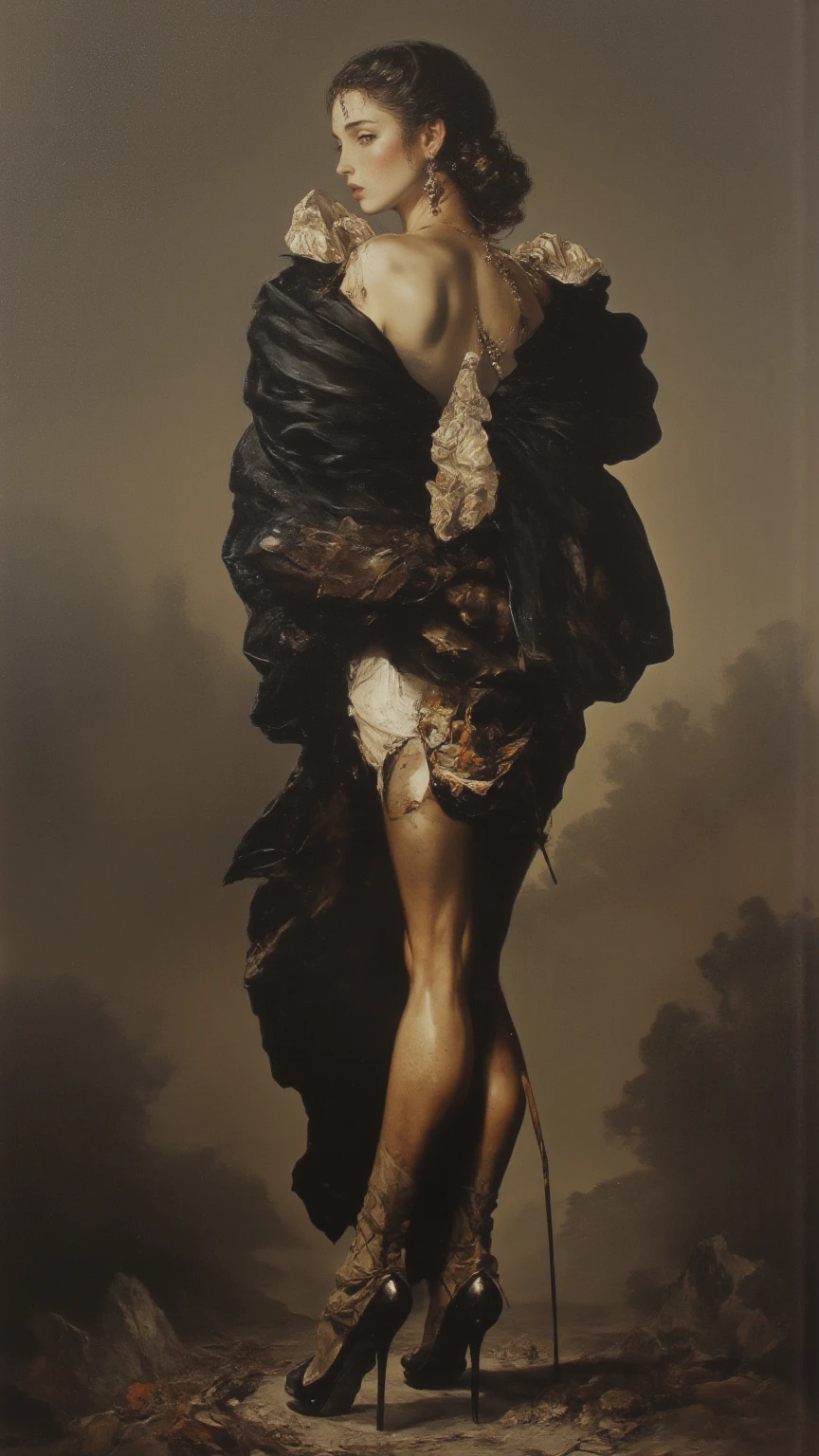 "(The best lighting, alto contraste, oscuro, dramatic),(Chica rubia junto a una cabra negra gigante, Open the rib cage, feto, autopsia, huesos humanos, sangre por las paredes). Luz Caravaggio"
