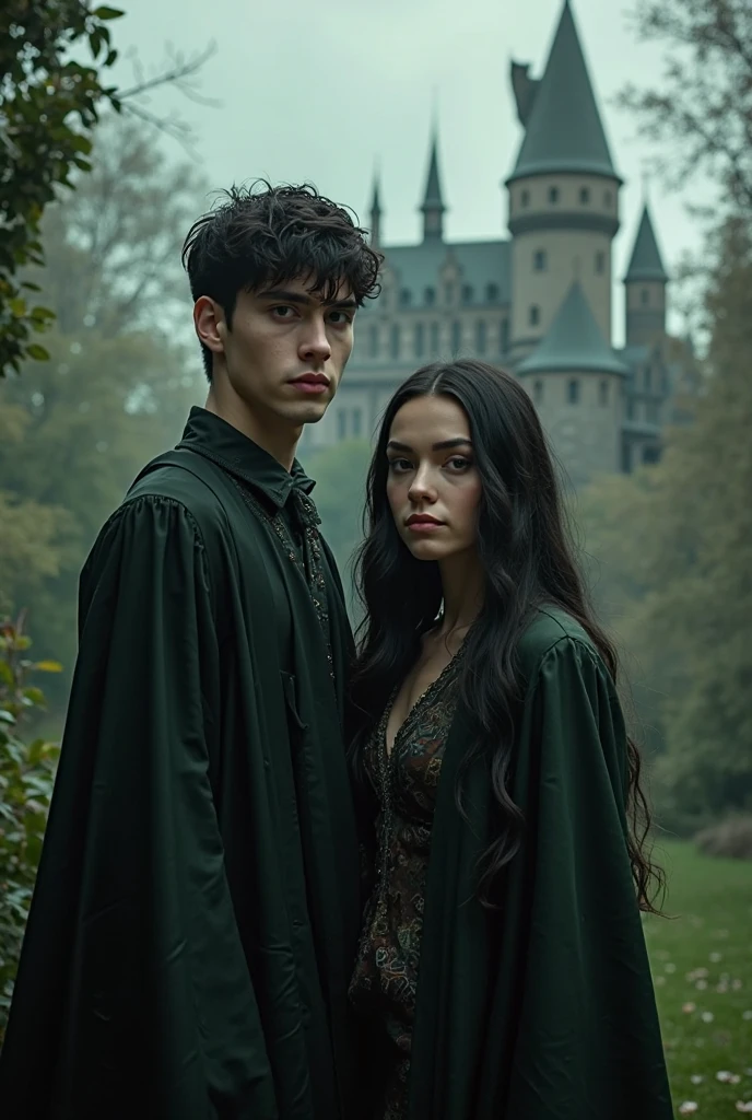 A young Rachel Weisz and her twins: a boy (black hair), a girl (blonde hair) ((medieval)) (smiling)