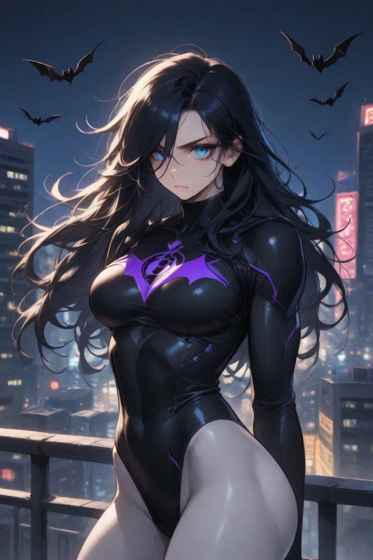 1girl, focus on the face, looking the viewer, black shiny, latex skin, latex catsuit, latex bodysuit, full body latex suit, black latex, latex feet, beautiful adult woman, high elf, long hair, black hair, colored inner hair blue, amber eyes,  suit cover chest, arms tied behind her back, Ultra Quality, Masterpiece, Ethereal,Ultra-Detailed,8K, inside spaceship background, serious expression, blush, divine presence, breathtaking beauty, vivid colors reflects