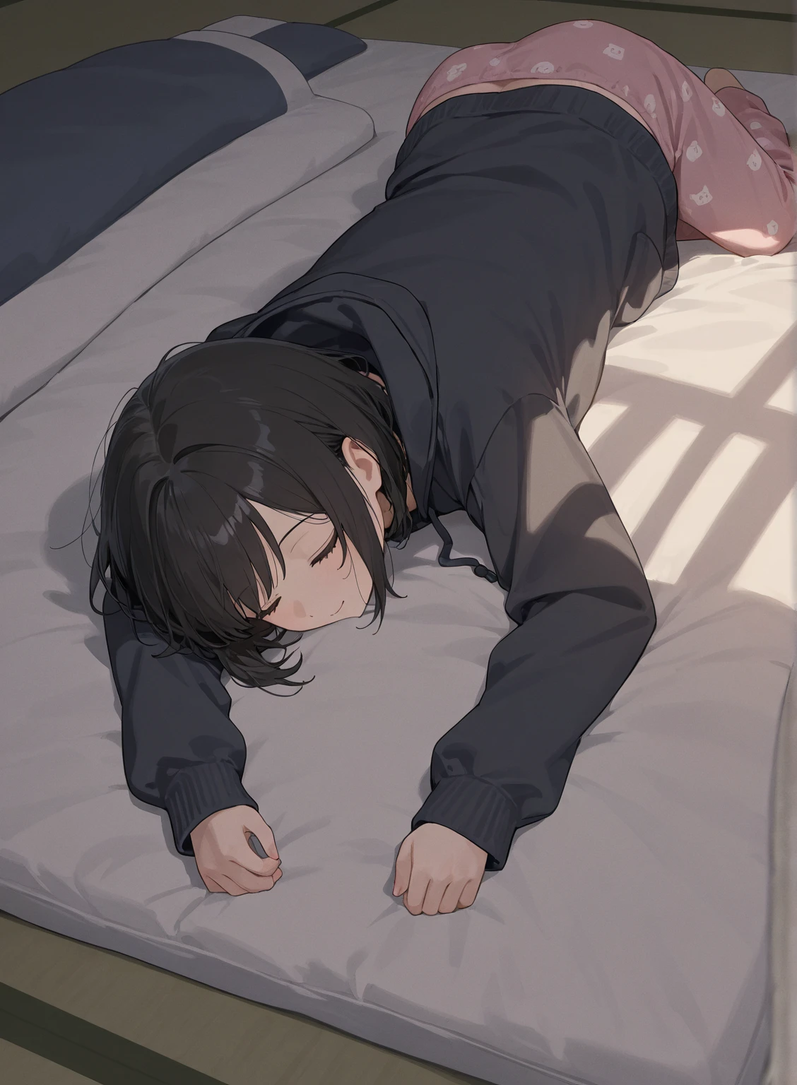 A six-year-old boy lies flat on a bed,Barefoot feet,The soles of your feet face the camera。Bedrooms,and the sun was shining brightly,quadratic element,Shota,Cute and cute,quadratic element --auto