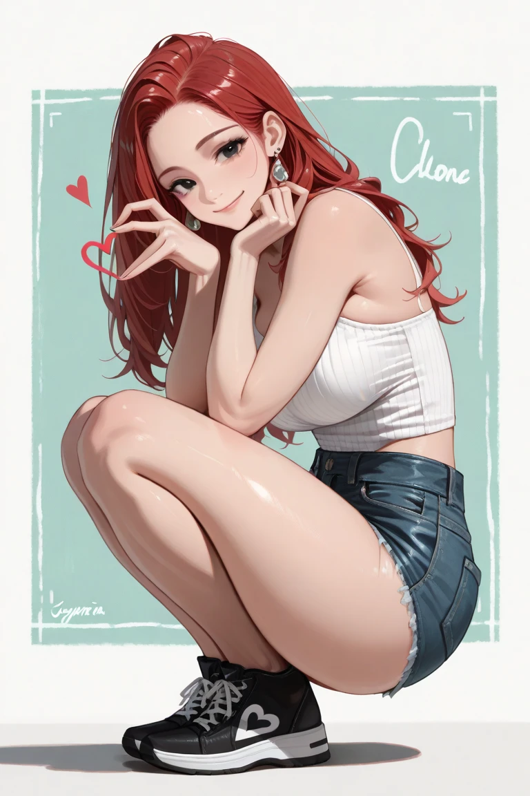 (estilo de desenho animado:1.2), Desenhos de (Hermione granger), Sorriso, olhos verdes perfeitos, rosto detalhado, fundo branco, pose divertida, olhar sedutor,Corpo inteiro usando o uniforme de sanserina, medium beautiful breasts and wonderful body Cartoon style digital illustration. Usando calcinha