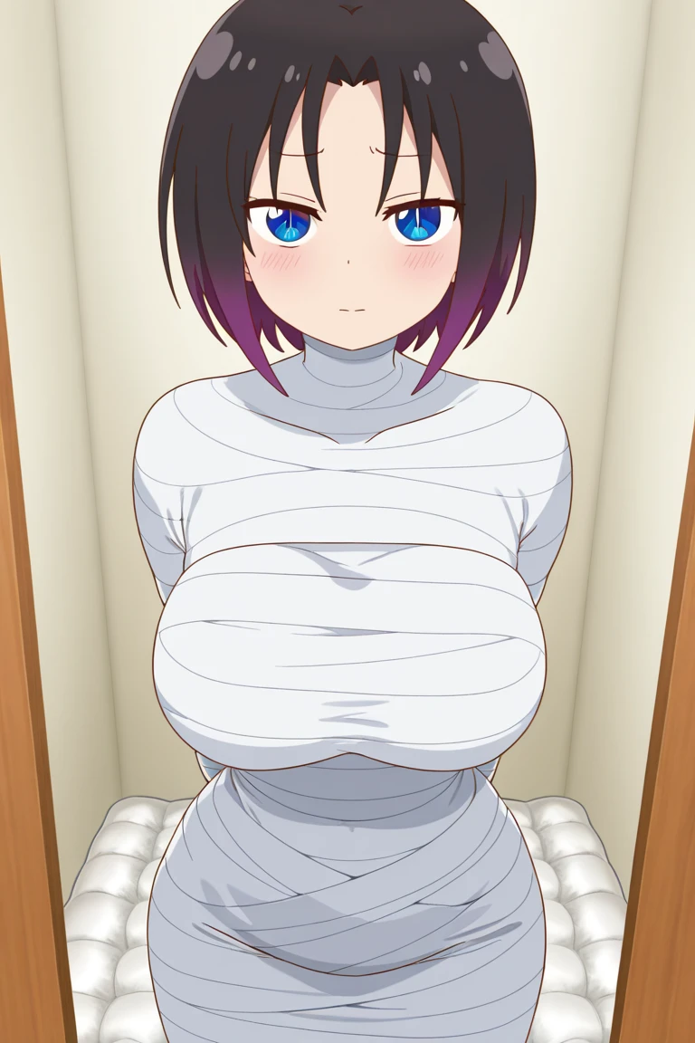 masterpiece, absurdres, 1girl, hinata\(shippuden\), solo,hooded jacket, fishnets, looking at viewer, floating hair, wind, blue pants, (Best Quality), length hair, large breasts, breasts out,Bound, Bondage, (arms behind back:1.4), BDSM, tape, TAPE BONDAGE, close-up, srestrained, best anatomy, Curled up, embarrassed face, Upper body, blushing face, humiliation, desperate, (front), (men touching her ), touching cheeks, pov hand squeezed cheeks, cheeksquash, cheek squash