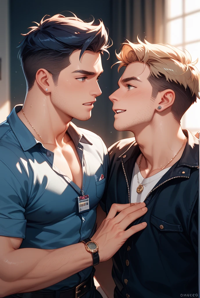 best quality, masterpiece, hyper realistic, extremely detailed, pov from camera viewfinder, high angle, parking lot at grocery department store, gay, homoerotic, two extremely handsome men, kissing, dark cinematic lighting, extremely dramatic shadows, perfect fingers, perfect hands, perfect face, perfection, no signature, no logo
