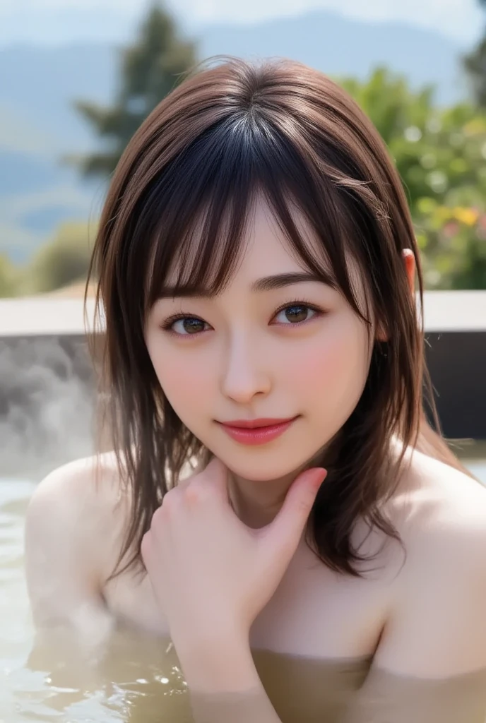 (masterpiece:1.3), (8K, Realistic, Live Shooting, Best image quality: 1.4), 20Young girl years old、In Japanese style 、(naked)、Super detailed face、An eye for detail、double eyelid、Chest to chest、Sharp focus:1.2、Cute Woman:1.4、Light brown hair、Highest quality、masterpiece、Ultra-high resolution、(((全naked、Smile lightly)))(Realistic:1.4)、At the forest stream、Highly detailed and professionally lit smile、Tight waist、Beautiful woman、(((Showing nipples、Knee Stockings)))、thin、(((全naked、Dripping sticky love juice、Leg spread、Cowboy Shot 、Spread your legs wide、Showing genitals))) 、Open thighake eye contact with the camera、Climax expression、(((Climax face、View from below)))、View from below、Sticky love juice