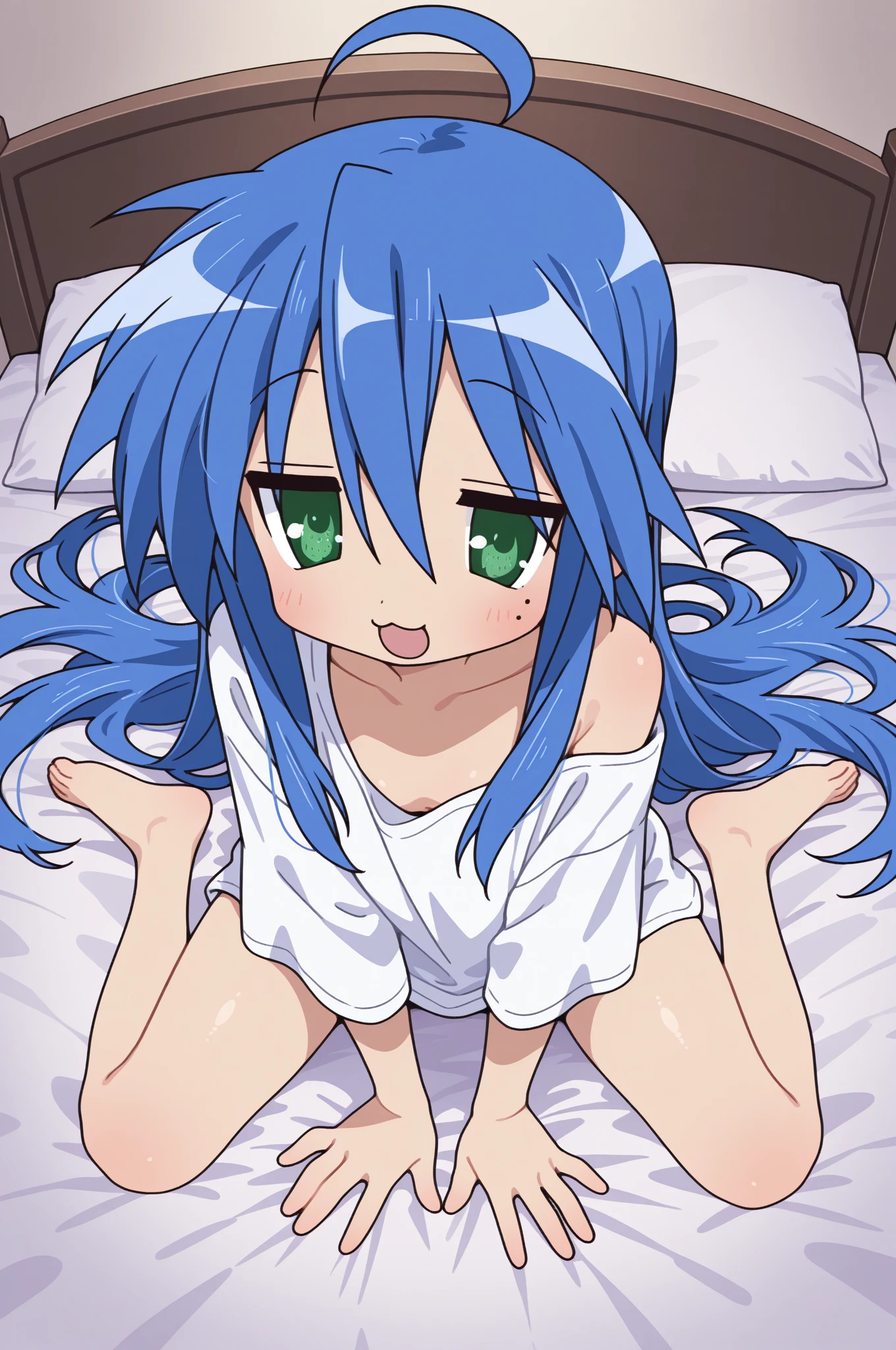 1girl, solo, konata izumi, ryouou , smile,(vaginal sex:1.3),bed room,(completely nude:1.2),
(Loli ),flat chest,