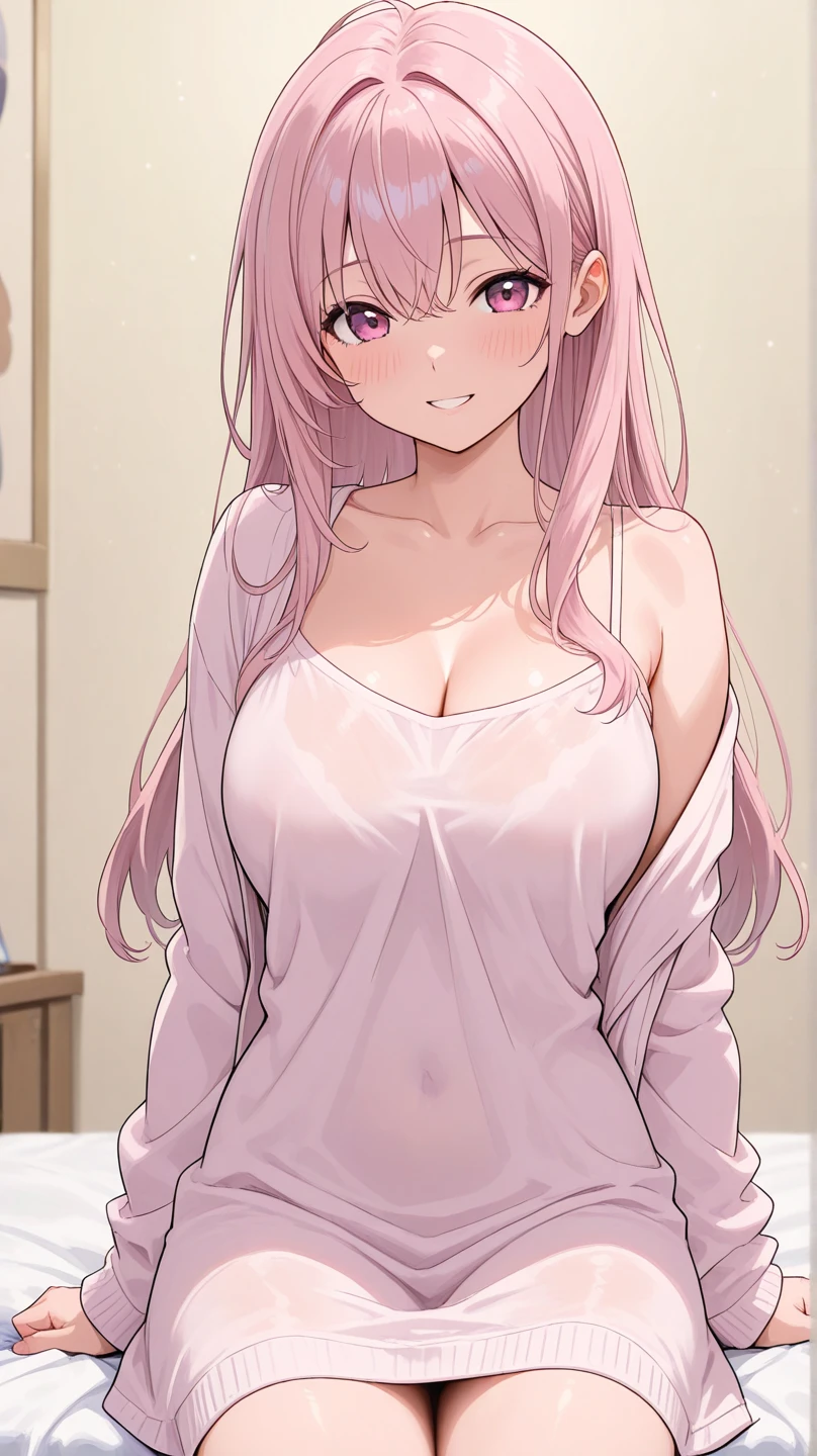 garotas de anime, cabelo rosa, bocchi A Rocha, sensual, em casa, lindas bocas, mostrando seu corpo, sensual, 20 anos, nacked