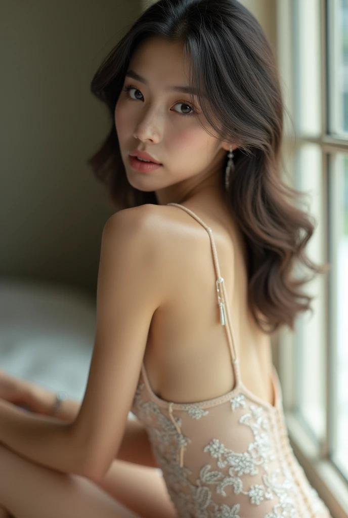 Beautiful Japanese model posing in a swimsuit