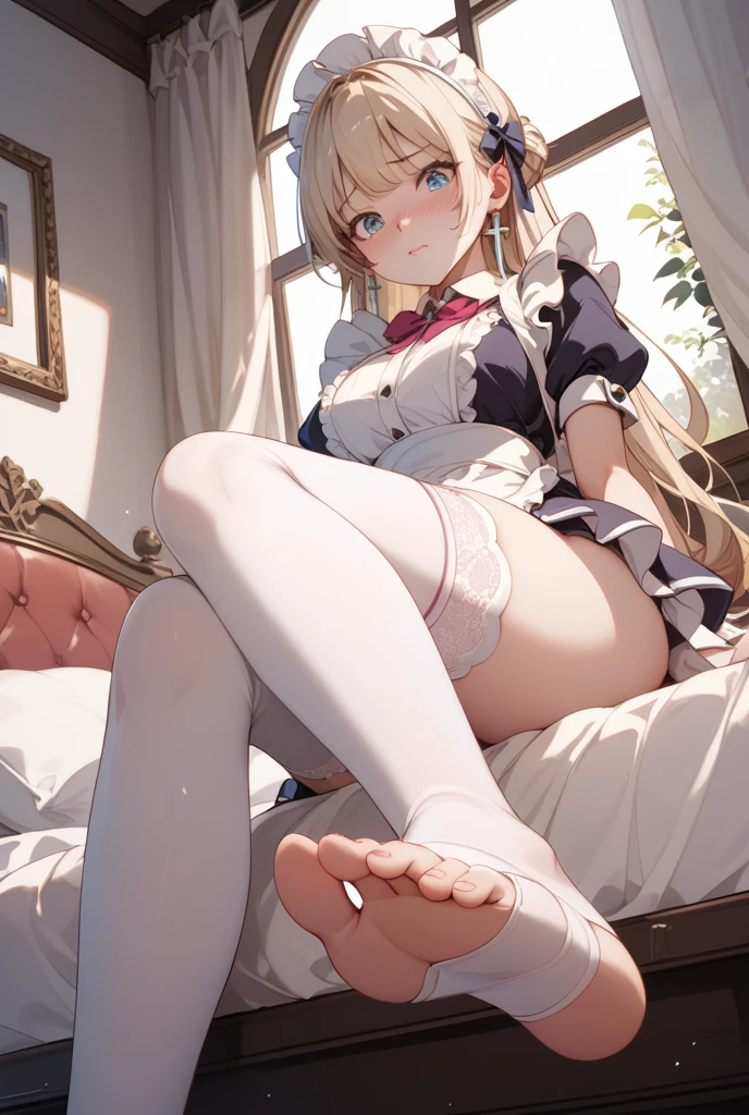 masterpiece, best quality, 1 girl, solo, 10 years old, (flat chest),ingridms, hairpods, gloves, skirt, pantyhose, bow, dress, hulf undress, nsfw, ?????, tears overflow, shout, (???????????????????:1.3), pov, 1boy, ?????, ???, (lying on froor:1.2),spread legs, gleaming skin, Uncensored,
