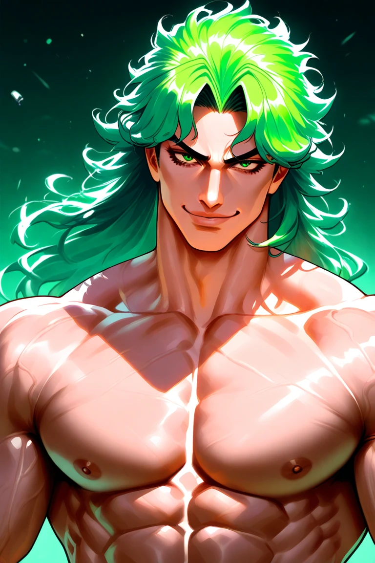 (hyper-realistic digital illustration), like a renaissance sculpture, hires, best quality, boy wearing micro black tiny thong, see-through black thong, , front view, lying on his back, holding legs raised, athletic body, (white skin), bare chest, flat chest,(long green blue hair scruffy ), serene expression, small waist, muscular.
