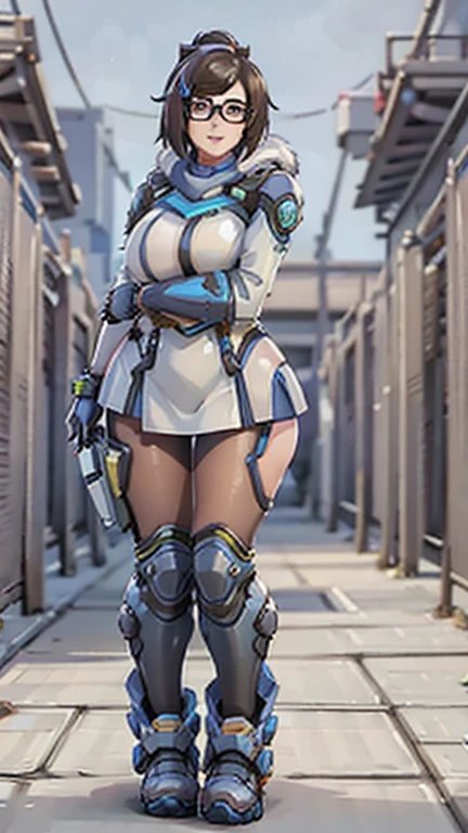 Sexy Athletic Woman Body Large Breasts As Body Part Robotics Metal Screw Sample Metal Boot Chewing Metal Battery Electronic Eye Coat White Wife Turban Cold Muscular NSFW Snow Senary