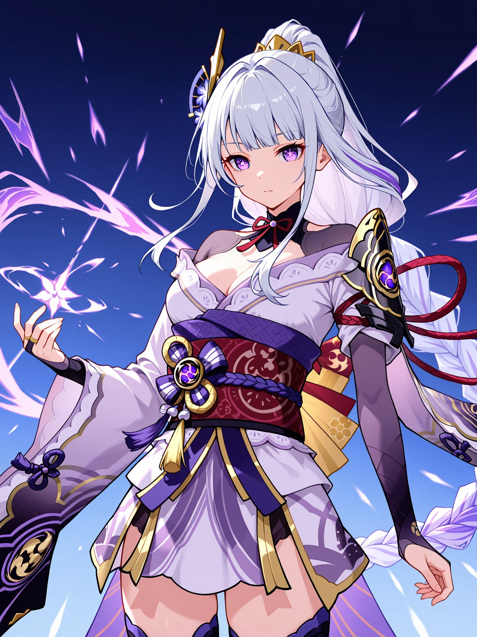 ((top-quality、8K、​masterpiece:1.3))、girl with、Red Lotus/(Nike, Goddess of Victory)/,holds a sword、battle field、Warrior&#39;s eyes、natta、The moon is out、((i&#39;in bamboo forest))、(((Wearing a yukata)))