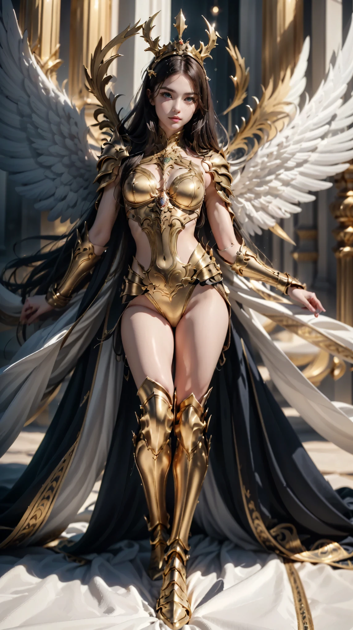 Solo, 1 Beautiful Female, Wuxia World, head ornament, (1 Girl), (full figure:1.5), (Full red golden Armor:1.4), (leggings:1.3), (standing:1.9), (huge fake breasts, round breasts:1.5), (muscle abs:1.2), (black hair:1.5), (big buttock:1.1), (shiny skin:1.1), Chinese Immortal Wuxia, Lips, (jealous), Intellectual, Delicate Face, Masterpiece, Best Quality, High Quality, High Definition, High Quality Texture, High Quality Shadows, High Detail, Cinematic Light, Side Lighting, Ray Tracing, Sharp Focus, Realistic, Edge Light, (Detailed Skin Details: 1.2), 8k uhd, SLR, (soft light, high quality, high resolution:1.7), (very detailed CG unity 8k wallpaper)