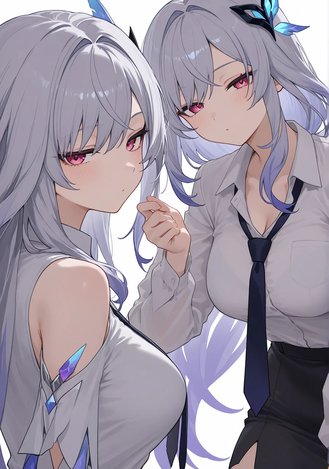 (masterpiece, best quality), NSFW, 1girl, deepthroat, (1man, hetero:1.2), pov, (pov hands:1.3), (grabbing another's head:1.3), (headpat:1.2), (close-up face:1.2), penis, (fellatio, blow job:1.2), paizuri, BREAK Mina((girl, blue sparkling eyes:1.9, cat ears:1.8, silver bob hair:2.5,))(tareme:1.3), sleepy, (half-closed eyes:1.0), sleeping, heavy breathing, steam, frown, open mouth, blush, sweat, tear, BREAK ((school uniform, serafuku):1.0), (white shirt, white sleeves, short sleeves:1.2), (navy sailor collar), (aqua neckerchief:1.2), sleeve lines, bare arms, (open clothes:1.3), shirt lift, nipples, , classroom, naked man, Paiz+irru,
