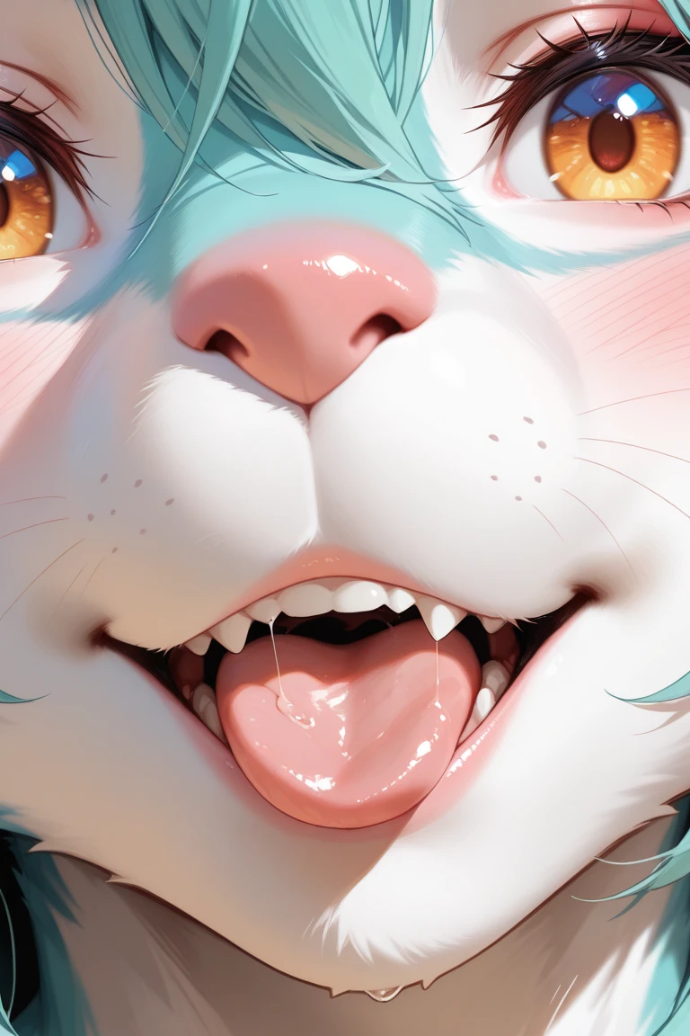 One, check_9,check_8_up,check_7_up, source_cartoon, source_fluffy, Catboat, Anthro fluffy feline girl, tall body, hourglass figure, Adult woman, Blue eyes, :3, muzzle, pink nose, silver fluffy body, tabby gray tabby cat, длинные светлые hair, hair, Closing one eye, standing, hand to her face, She is laughing, Loving expression, simple white background, Wear a blue bandeau, (realistic, Photorealistic, hyperrealism, Photo, hyper detailed fur):1.3, amazing, ultra clarity, 4K, excellent quality, high detail, close-up, bare chest, , cum on face, sex oral dick oral, human penis, Zoophilia, cute sucks dick, the cat gently sucks, caresses with tongue, Sperm drips from the mouth, balls dick, shaved balls, big dick, juicy dick, touches eggs with hands, plays with eggs, naked, Nipples, Foreground,sperm stretched on tongue, looks at the viewer, sexy look, sperm sticky on face, sniffs dick, The glans penis, close-up кавычки, strokes the girl's head, Water park premises,