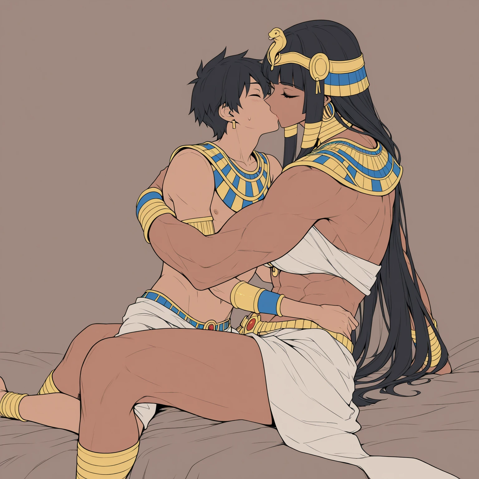 ((Highest quality)), ((masterpiece)), (detailed), （Perfect Face）、The naked man embraces the naked woman, kisses her, and has sex to impregnate her. The woman accepts the man, embraces him, kisses him, and inserts his penis into her pussy, ejaculating a large amount into her. They are making love to each other passionately.、The woman is a Ghanaian born Tsukino Usagi with a vivid dark skin, black by birth, and is wearing a colorful Ghanaian dress from a Ghanaian village, a colorful turban head scarf, gorgeous jeweled accessories, and an engagement ring.、The woman is the elegant Tsukino Usagi, with black nipples and short black afro hair tied up in Ghana braids, the woman is wearing a colorful Ghanaian dress and a colorful turban head scarf, she has vibrant dark brown skin, she is a natural born black person and a natural born Ghanaian, she is Tsukino Usagi, the third wife of the elders.、（The woman is a black Ghanaian with vivid dark brown skin.）、A woman has sex with a man on a bed in a village in Ghana、The man is a naked, dignified, bearded, elderly Ghanaian village elder.、A woman marries an elder man and becomes his third wife.