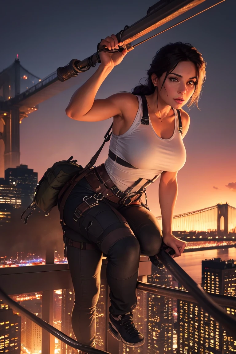 (Two Women),(((Women standing side by side:1.5))),((Black tactical tights:1.5)),((Black headphones:1.5)),((Black Tactical Holster:1.5)),(Black Gloves:1.5),((Wearing the same:1.5)),(Smile:1.5),(beautiful eyes:1.3),(Very detailedな顔:1.5),((Very detailed drawing of a female hand:1.5)),((muscular:1.5)),(Sexy appearance:1.5),((Thick thighs:1.5)),(Beautiful Body:1.5),((Very sensual:1.5)),(Background is the city:1.5),(((Blurred Background:1.5))),(Written border depth:1.5),rest(((masterpiece:1.5),(best quality:1.5),(Very detailed:1.5),(high resolution:1.5),(Practical:1.5),(Practical:1.5),(Delicate depiction),(Carefully drawn))),8k,wallpaper,(from below:1.2)