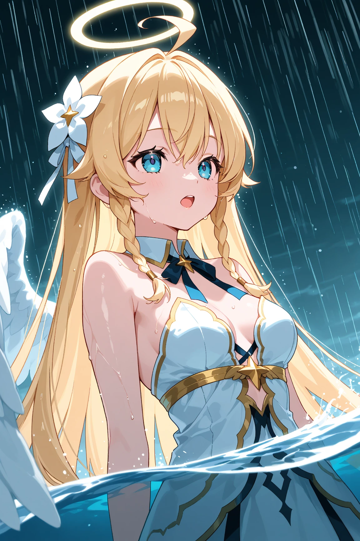 {((anime, Op art, depth of field, motion blur, glowing light, UHD, retina, masterpiece, ccurate, anatomically correct, textured skin, super detail, high details, high quality, award winning, best quality, highres, 16k))} . | {((girls, long_beautiful_hairstyle, golden_eyes_color, random_pupils, joyful))} . | {((model_body, stylish_earrings, beautiful_collars, beautiful_clothes_coton ))} . | {( lake,fishing,fishing_rod_in_hand, fish_caught, fish_in_the_lake ))} . | {((wide angle, upper body, (perfect_fingers:1.0), (perfect_legs:1.0), better_hands, More_Detail))}